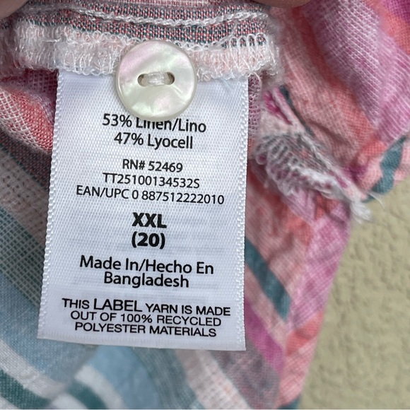 Time and Tru Short Sleeve Blouse Linen Blend Size XXL - Picture 4 of 7